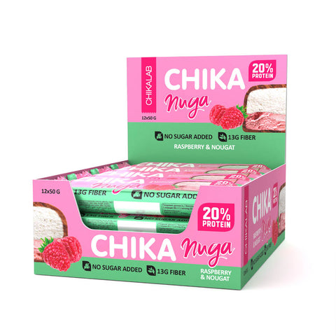 Chocolate-Coated Protein Bar Chika Nuga 50g Pack of 12