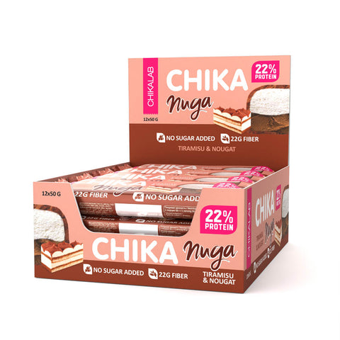 Chocolate-Coated Protein Bar Chika Nuga 50g Pack of 12